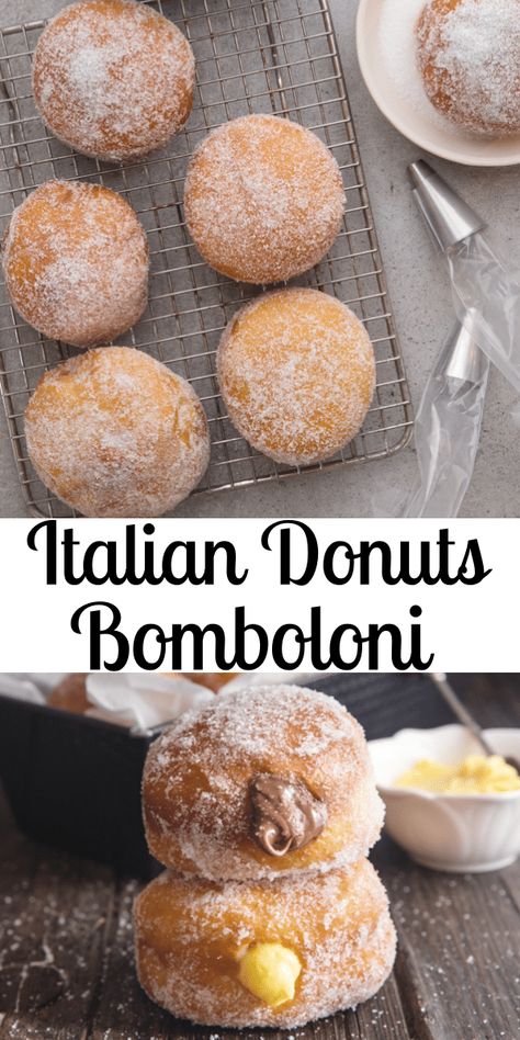 Donuts Recipe Easy, Bomboloni Recipe, Italian Donuts, Doughnut Recipe Easy, Donut Calories, Pastry Cream Filling, Homemade Donuts Recipe, Yeast Dough, Italian Recipes Dessert