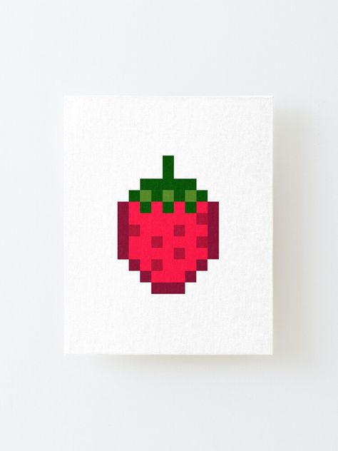 Pixel Art Strawberry, Strawberry Perler, Pixel Strawberry, Easy Pixel Art, Strawberry Fruit, Off The Wall, Wood Print, Creative Ideas, Art Boards