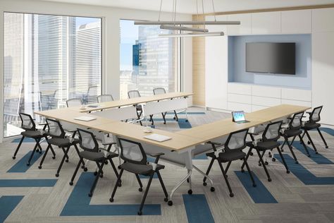 Meeting Room, Boardroom, Training Room | Peformance Furnishings Training Center Design, Conference Room Design, Meeting Room Design, Training Room, Train Room, Training Tables, Office Furniture Design, Office Interior Design, Nesting Tables