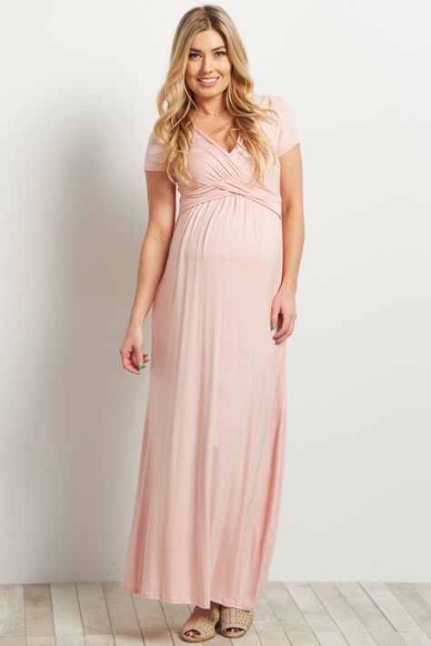 Pink Draped Maternity/Nursing Maxi Dress Pink Maxi Maternity Dress, Pink Nursing Friendly Maternity Dress, Spring Maternity Dress, Nursing-friendly, Nursing Maxi Dress, Maternity Patterns, Spring Pink Nursing-friendly Maternity Dress, Nursing-friendly Maxi Maternity Dress, Maternity Nursing Clothes, Casual Maternity Outfits