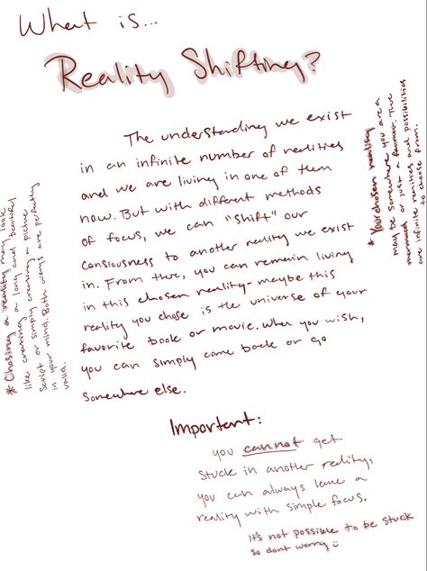 Reality shifting is the movement of your consciousness to another reality through different methods of focus. This looks intimidating but this is the general breakdown if you want to understand it. Just don’t let it scare you, it’s really easy when you actually try it. #reality#realityshifting#shifter#multiversetheory#multiverse#DesiredReality #desiredrealityself#AlternateRealities#ShiftingRealities How To Escape Reality, Shifting Methods, What Is Reality, Reality Shifting, Escape Reality, The Movement, Just Don, Try It, Consciousness