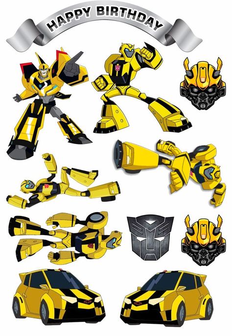 Bumble Bee Transformer Cake, Bumble Bee Cake, Transformers Cake, Transformers 5, Bee Cakes, Ballerina Birthday Parties, Birthday Cake Topper Printable, Transformers Bumblebee, Cartoon Cake