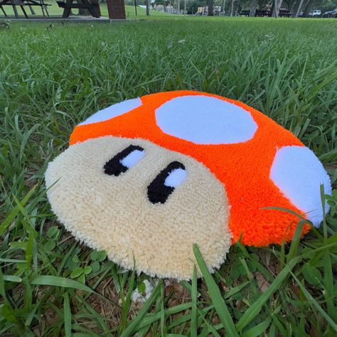 Mario Mushroom Rug (glow in the dark) Lengths: 1ft - 3ft Available on my store! 🛒 (Link in my bio) 🔗 . . . #rugs #tuftingart #tuftingrug #rugsusa #rug #rugart #rugartist #mario #mushroom #toad Mushroom Rug, Tufted Rugs, Rugs Usa, Rug Art, Mario Mushroom, Tufted Rug, Toad, Custom Rugs, In The Dark