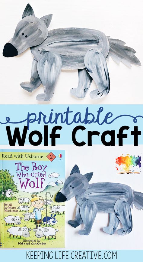 Making a themed-craft is our favorite way to supplement a favorite book and extend the learning. And this printable template makes a cut-and-paste wolf craft project so simple! The Boy Who Cried Wolf Activities, Wolf Crafts For Kids, Wolf Craft For Kids, Kenya Crafts, Wolf Crafts, Wolf Birthday, Wolf Party, Wolf Craft, Learning About Animals