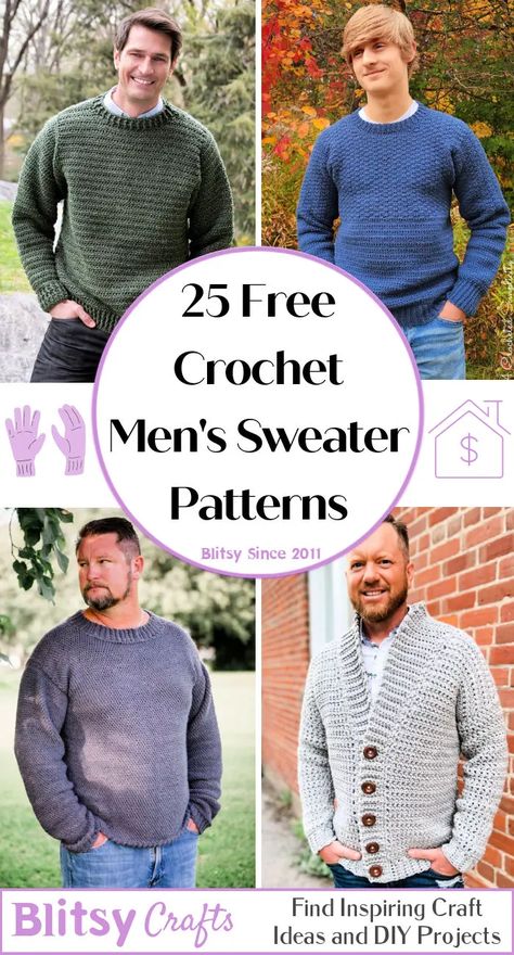 Cable Sweater Pattern, Pullover Sweaters Pattern, Crochet Jumper Pattern, Hats Crochet, Crochet Men, Crochet Cardigan Pattern Free, Gifts Crochet, Crochet Hoodie, Knit Cardigan Pattern