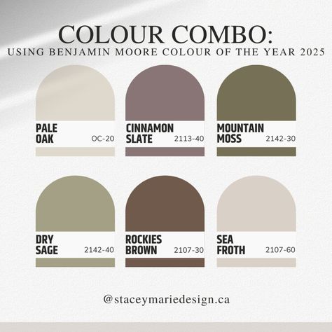 @benjaminmoore announced it's colour of the year today. Cinnamon Slate 2113-40 What i love about this pick it's is a colour! So much black and white has been done lately and I think we need more colour in our homes. This would be so pretty in a nursery, a powder room, or would make a stunning statement colour drenched in an office. I think it's a beautiful balance of comfort, warmth and surprise. I'm a fan :) #benjaminmoorepaints #colouroftheyear #colourinspiration #badendesign #br... Cinnamon Slate Color, Cinnamon Slate Paint, Mink Colour Palette, Cinnamon Slate, Brown Paint Colors 2024, Salter Stone Paint Colourtrend, Benjamin Moore Colors, Bedroom Paint Colors, Bedroom Paint