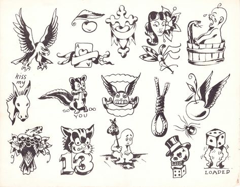 Production Set - 10 Samuel Briganti Tattoo Flash, Picture Machine Tattoo, Old Traditional Tattoo Flash, American Vintage Tattoo, Picture Machine Flash, Picture Machine Tattoo Flash, Tattoo Gift Ideas, Vintage Flash Tattoo, Traditional Flash Tattoo