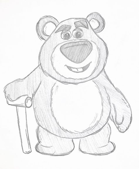 Andie’s Art Studio on Instagram: “🍓”Smells like strawberries”🍓Loved creating this sketch of Lots-O-Huggin’ Bear from Disney Pixar’s Toy Story 3🧸🧸🧸—————————————————————————…” Cute Sketches Disney, Disney Icons Drawing, Toy Story Drawing Ideas, Pixar Drawings Easy, Toy Story Sketches Drawing, Sketch Ideas Disney, Disney Cute Drawings, Toy Story Art Drawing, How To Draw Toy Story Characters