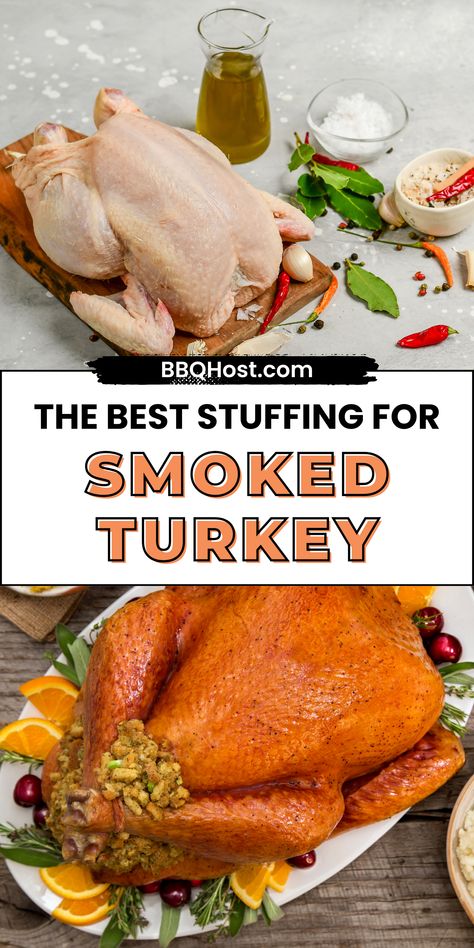 Get ready to smoke the perfect turkey, and make everyone's taste buds rejoice! 😋 Learn the secrets behind smoked turkey stuffing and how to prep your bird for smoking. Your family will be begging for more! Smoked Turkey Stuffing, Smoked Turkey With Stuffing, The Perfect Turkey, Cold Water Bath, Turkey Prep, Perfect Turkey, Turkey Salad, Turkey Stuffing, Smoked Cooking