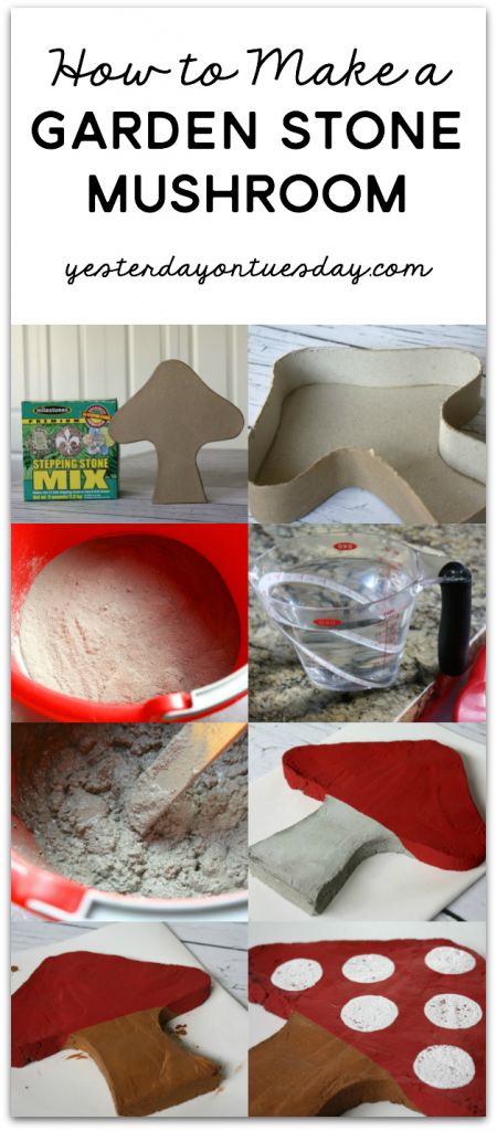 How to Make Concrete Garden Stone, a great gift homemade idea for Father's Day! Mushroom Tutorial, Terrarium Inspiration, Mushroom Diy, Diy Mushroom, Gift Homemade, Step Stones, Stepping Stones Diy, Wood Sealer, Garden Crafts Diy