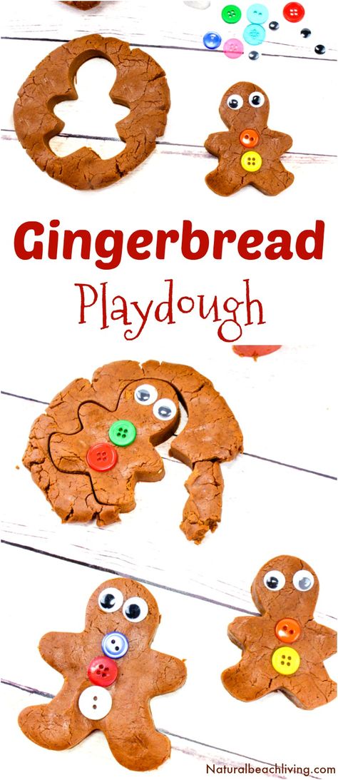 The Best Gingerbread Playdough Recipe, No-Cook Playdough, Gingerbread Playdough No Cream of Tartar, Homemade Playdough without cream of tartar, Scented Playdough, Edible Playdough recipe, Gingerbread Man Playdough, Winter Sensory Play #playdough #homemadeplaydough #gingerbread #gingerbreadplaydough #Christmas #gingerbreadmen Gingerbread Playdough Recipe, Playdough Without Cream Of Tartar, Edible Playdough Recipe, Gingerbread Playdough, Edible Play Dough Recipe, Gingerbread Play Dough, Diy Play Doh, Scented Playdough, Easy Playdough Recipe