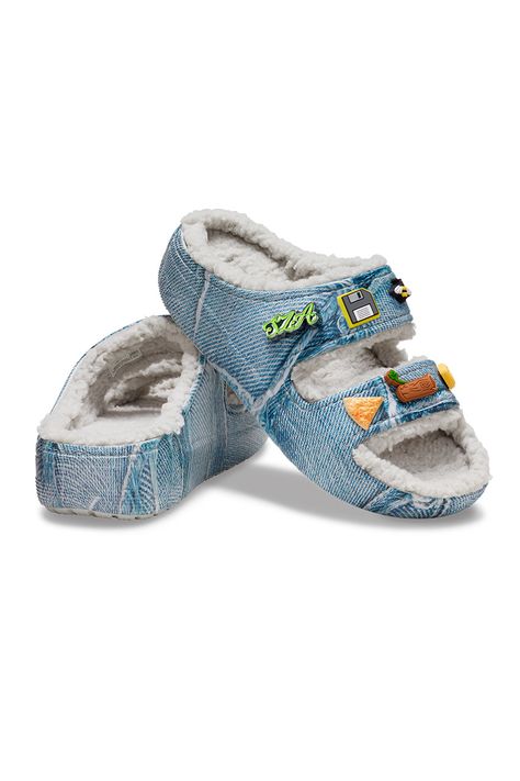 SZA Crocs Cozzzy Sandal Crush Clog Denim Release Date | Hypebeast Sza Crocs, Denim Crocs, Crocs Outfit Men, Croc Outfits, Early 2000s Fashion Trends, Crocs Aesthetic, Crocs With Charms, Crocs Outfit, Company Swag