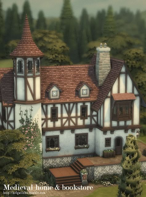 Medieval Home, Sims Medieval, Sims 4 House Building, Sims 4 House Plans, Tumblr Sims 4, Sims 4 House Design, Casas The Sims 4, Sims Building, Medieval Houses