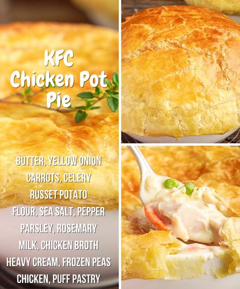 Real Housemoms - KFC CHICKEN POT PIE😋 RECIPE➡️... | Facebook Kfc Pot Pie, Kfc Chicken Pot Pie Recipe, Chicken Pot Pie Recipe, Pot Pie Recipe, Kfc Chicken, Potato Flour, Creamy Recipes, Pot Pies Recipes, Chicken Pot Pie Recipes