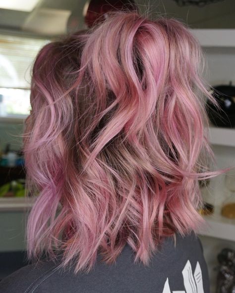 Light Dusty Pink Hair, Pink Hair On Blonde, Dusty Pink Hair Balayage, Dirty Blonde Hair With Pink Highlights, Dust Pink Hair, Dirty Pink Hair, Smokey Pink Hair, Muted Pink Hair, Dusty Blonde Hair