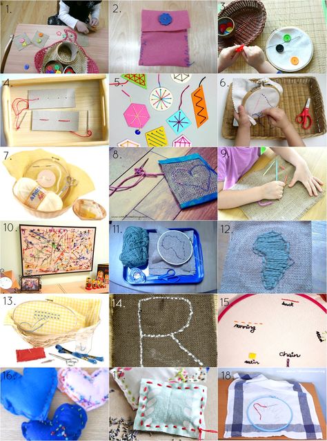 Montessori 3-6, 6-9 Practical Life: sewing Montessori Sewing, Montessori Resources, Children's House, Sewing Corner, Toddler Curriculum, Montessori Art, Montessori Homeschool, Montessori Practical Life, Idle Hands