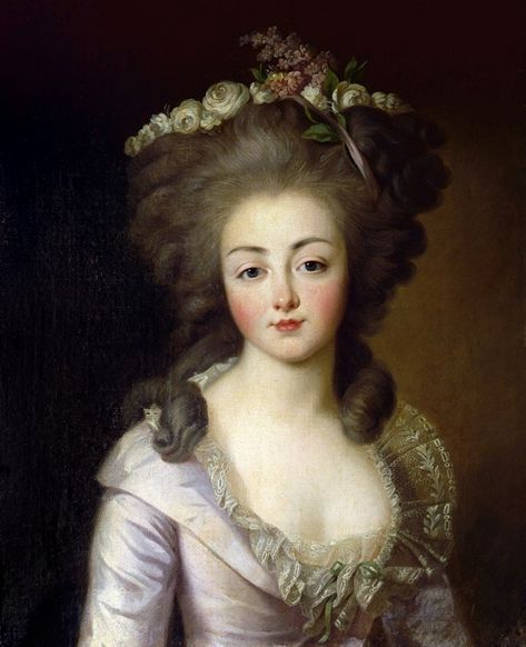 Gods and Foolish Grandeur: Des diverses dames.Lady of the Polignac family, unknown artist, circa 1780s. 18th Century Hair, Jean Antoine Watteau, 18th Century Portraits, 18th Century Women, 18th Century Paintings, Rococo Fashion, Old Portraits, Lady In Waiting, Historical Painting