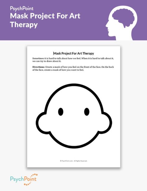 A fun activity to use with kids in art therapy. Mask Activity Therapy, Free Art Therapy Printables, Art Therapy Rapport Building Activities, Imago Therapy Worksheets, Art Therapy Mask Activity, School Based Therapy, Interpersonal Effectiveness, Individual Therapy, Mask Drawing