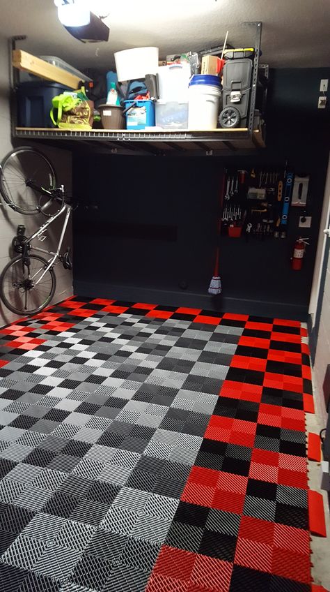 Townhouse Garage, Boy Toy Organization, Garage Floor Tile, F1 Style, Detailing Car, Garage Designs, Garage Tile, Garage Floor Tiles, Paving Design