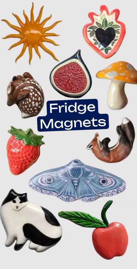 Quick and Easy DIY Clay Fridge Magnets for Your Home Clay Magnet Ideas, Clay Fridge Magnets, Realistic Paper Flowers, Clay Fridge, Polymer Clay Magnet, Magnet Ideas, Clay Magnets, Air Dry Clay Projects, Magnet Crafts