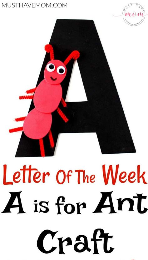 Craft Letter A, A Is For Ant, Ant Craft, Preschool Letter Crafts, Ant Crafts, Alphabet Crafts Preschool, Abc Crafts, Alphabet Letter Crafts, Letter Craft