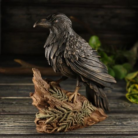 Raven Statue Raven Figurine Crow Statue Crow Figurine Wooden Raven Statue - Etsy Crow Statue, Raven Statue, 2024 Books, Ash Tree, The Raven, Cozy Decor, Gifts For Nature Lovers, Ash Wood, Nature Lovers