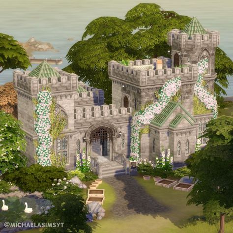 Florist’s Castle 💐 A small castle owned by a family of 4 sims, who renovated it. The main building has the main living spaces and the master bedroom, while the small tower has two bedrooms for the kids. No CC and Maxis Match the sims 4 house exterior || the sims 4 exterior || the sims 4 house || the sims 4 house ideas || sims 4 houses || sims 4 house plans #thesims4 #simshouse #simsbuild #showusyourbuilds #sims4maxismatch #sims4housebuild #simshome #dreamhouse #sims Sims 4 Ideas, Sims 4 Exterior, Small Castle, Sims 4 House, Family Of 4, The Sims 4, The Sims, Sims 4, A Family