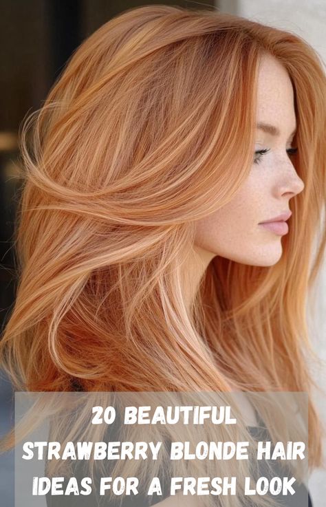 Discover a collection of stunning strawberry blonde hair ideas that add a soft, natural glow to any style. Whether you're looking for subtle highlights or a bold, full-color transformation, these options are perfect for adding warmth and dimension. Ideal for those seeking a change that’s both trendy and timeless, these strawberry blonde shades bring out the best in your features for a refreshed, vibrant look. Highlighted Strawberry Blonde Hair, Strawberry Blonde Hair Toner, Red Hair From Blonde, Blonde Red Hair Color Ideas, Strawberry Blonde Balyage, Strawberry Red Hair Color, Red Lowlights In Blonde Hair, Auburn To Blonde, Blonde To Strawberry Blonde