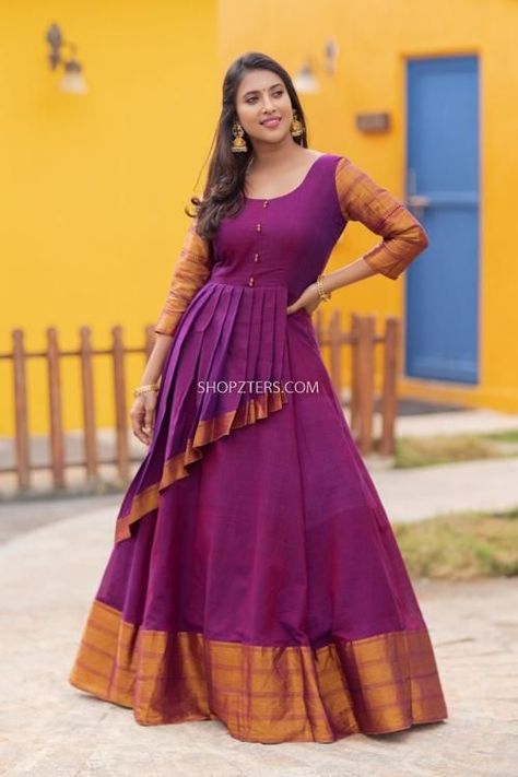 Narayanpet Dress, Long Frock Models, Frock Models, Frocks And Gowns, Simple Frock Design, Long Frock Designs, Long Gown Design, Simple Frocks, Saree Gown