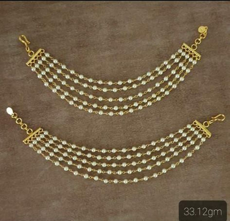 Chempasaralu Designs Gold, Papada Billa, Champaswaralu Designs, Indian Diamond Jewellery, Marriage Dress, Gold Jewelry Outfits, Baby Bangles, Bridal Jewellery Design, Ear Chain