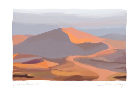 Sand Dune Illustration, Sand Dunes Painting, Dunes Painting, Digital Gouache, Adobe Fresco, Minimal Painting, Sand Dunes National Park, Minimalist Wallpaper, Sand Dunes