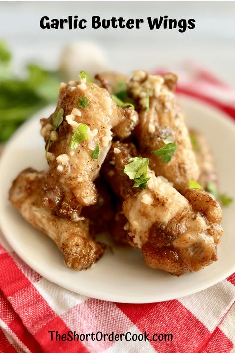 Garlic Butter Chicken Wings, Spicy Wings Recipe, Bone Wings, Butter Chicken Wings, Deep Fried Chicken Wings, Garlic Wings, Wing Sauce Recipes, Happy Hour Food, Spicy Wings