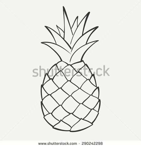 Outline black and white image of a pineapple. Vector Graphics. - stock vector Tumblr Tattoo, Pineapple Drawing, Pineapple Vector, Pineapple Tattoo, 16 Tattoo, Diy Summer Crafts, Fruits Drawing, White Drawing, Diy Tattoo