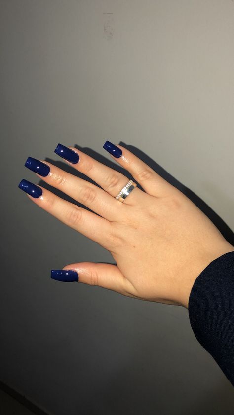 Dark Blue Acrylic Nails Square, Coffin Navy Nails, Dark Blue Manicure, Navy Square Nails, Dark Nails Square, Navy Blue Nails Square, Dark Blue Nails Coffin, Navy Blue Square Nails, Basic Long Acrylic Nails