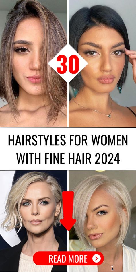 Top 30 Hairstyles for Fine Hair 2024: Chic & Effortless Trends - divagaze.com Hairstyles For Women In Their 40s, Fine Hair Cuts, Fine Hair Styles For Women, Fine Straight Hair, Short Haircuts For Women, Look Short, Haircuts For Fine Hair, Haircuts For Women, Hairstyles For Women