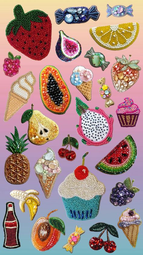 sweet tooth #candy #fruit #sweets #sequins #sequinapplique Apple Pomegranate, Fruit Sweets, Candy Fruit, Sweets Candy, Scrapbook Printing, Pearl Embroidery, Contemporary Watercolor, Healthy Apple, Bead Embroidery Patterns