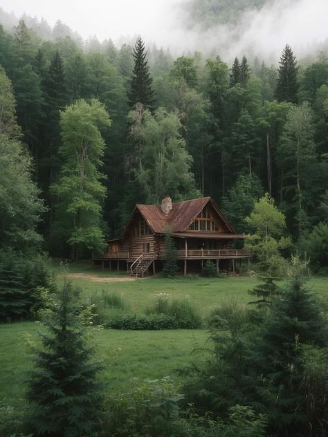 Secluded House Woods, Cottage In Forest Aesthetic, Cabin In The Countryside, Cabin On A Mountain, Fantasy Cabin Aesthetic, Houses In The Middle Of The Woods, A Cottage In The Woods, Cozy Home In The Woods, Wood Cabin In Forest