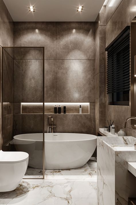 Marble Bathroom Luxury Minimalist Bathroom Remodeling Bathroom Renovation Ideas Light Brown Bathroom Ideas, Bathroom Renovation Ideas Modern, White And Brown Bathroom, Brown Bathtub, Light Brown Bathroom, Sink Inspiration, Marble Home Decor, Bathroom Renovation Ideas, Luxurious Lighting