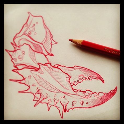 Crab Claw Tattoo, Crab Drawing, Claw Tattoo, Crab Tattoo, Sea Tattoo, Crab Claw, Tattoo Project, Desenho Tattoo, Arte Sketchbook