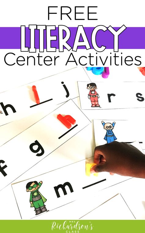 Kindergarten Literacy Centers Freebies, Literacy Centers Kindergarten Free, Kindergarten Reading Centers, Centers First Grade, Centers For Kindergarten, Free Writing Prompts, Word Work Stations, Teaching Freebies, Hello Kindergarten