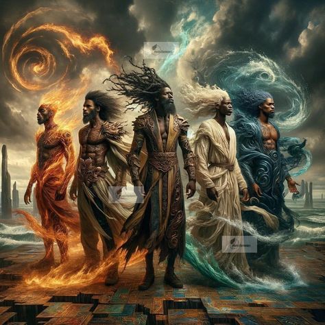 African Fantasy Art, African Deities, Black Power Art, Water God, African Mythology, Black God, Black Art Painting, Spiritual Power, Black Artwork