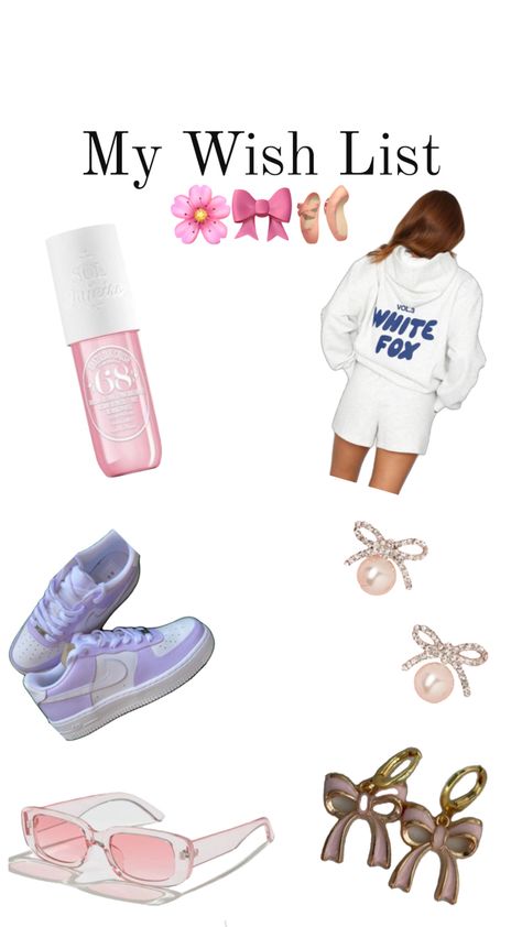 Sol De Janeiro, White Fox Hoodie, Purple Nikes, Diamond Bow Earrings, Hanging Bow Earrings And Pink Translucent Sunglasses White Fox Hoodie, Translucent Sunglasses, Fox Hoodie, Earrings Hanging, Hoodie Purple, My Wish List, Purple Nikes, Diamond Bows, Bow Earrings