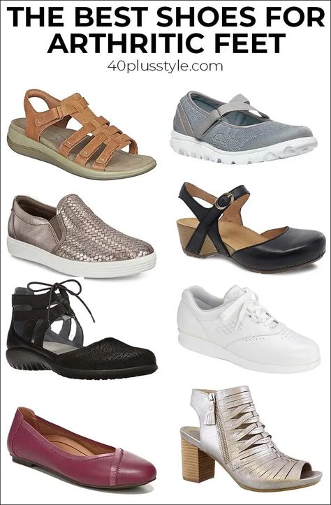 The best shoes for arthritic feet to keep you stylish and comfortable | 40plusstyle.com Orthopedic Dress Shoes, Cute Comfortable Shoes, Best Walking Shoes For Women, Zappos Shoes, Orthopedic Shoes Stylish, Best Dress Shoes, Walking Shoes For Women, Orthotic Shoes, Comfortable Shoes For Women