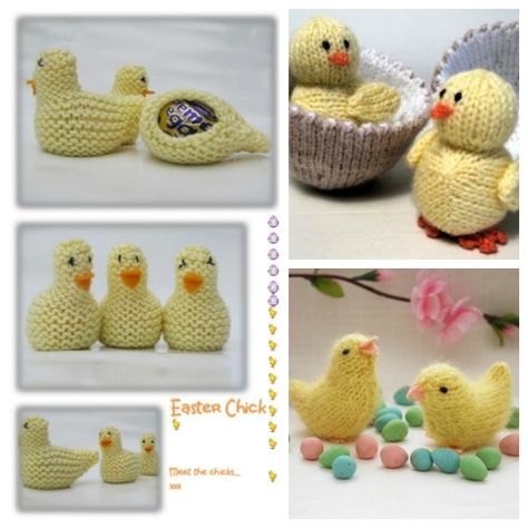 chick knitting patterns Knitted Easter Crafts, Holiday Knits, Crochet Easter, Animal Knitting Patterns, Knitting Patterns Toys, Easter Chick, Knitted Animals, Easter Crochet, Easter Chicks