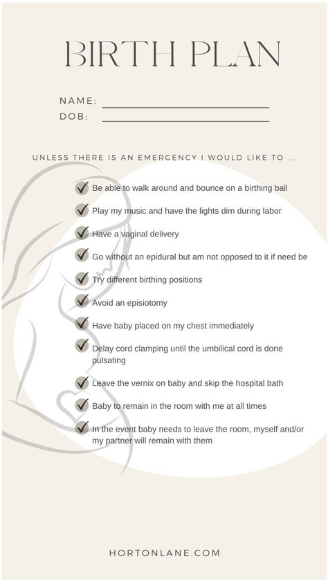 Birth Tips Labour, Simple Birth Plan Template, How To Make A Birth Plan, Prenatal Appointment Schedule, Unmedicated Birth Plan, Natural Birth Plan Examples, Holistic Birth Plan, Birth Plans Ideas, Home Birth Set Up