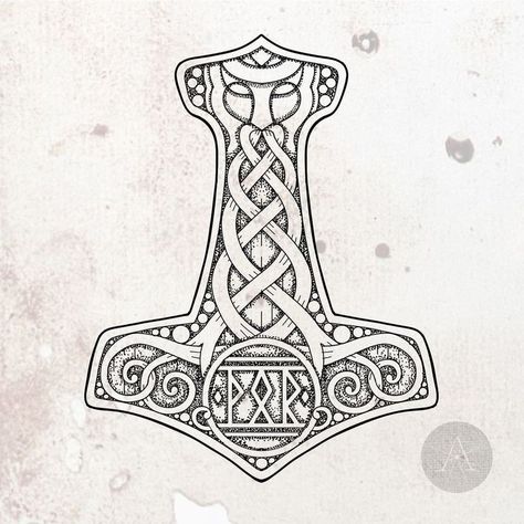 Thor Hammer Tattoo, Mjolnir Tattoo, Ancient Viking Symbols, Norse Mythology Tattoo, Viking Wallpaper, Scandinavian Tattoo, Arte Viking, Viking Tattoo Symbol, Viking Tattoo Sleeve