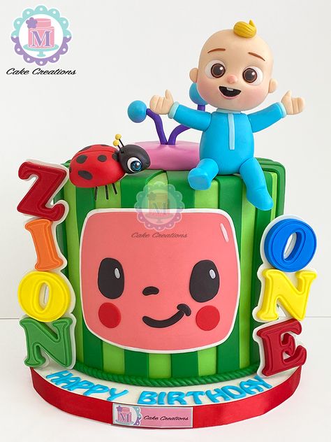 Coco Melon 1st Birthday Cake, Cocomelon Cake 3rd Birthday, Cocomelon Cake And Cupcakes, 2nd Birthday Cake Cocomelon, Cocomelon Watermelon Cake, 2nd Birthday Cakes For Boys, Coconelon Boy Cake, Jj Cake Cocomelon, Cocomelon Cake 1st Birthday