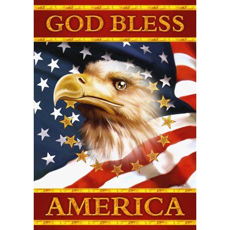 "HOUSE FLAG SIZE: This Toland's 'God Bless America Flag' is the large House size (28 x 40\") Size: 28\" x 40\".  Color: Multicolor." House Flag, God Bless America, God Bless, American Flag, 4th Of July, Home Garden, Flag