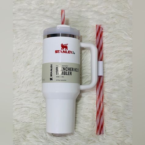 Brand New In Box Cyber Monday Special Limited Editon. Sold Out In. 15 Mins!! Stanley, The Quencher H2.0 Flowstate Tumbler | 40 Oz, Color- Mistletoe Twist Comes With 2 Extra Reusable Straws!! Specs Weight: 1.4 Lb. Dimensions: 3.86l X 5.82w X 12.3h In Details Quenchers 90% Recycled 18/8 Stainless Steel, Bpa-Free Recycled Stainless Steel Icon Inside The Tumbler Indicates Your Quencher Is Made From Sustainable Materials Double-Wall Vacuum Insulation Powder Coat Finish Flowstate Screw-On 3-Position Lid Reusable Candy Cane Straw Comfort-Grip Handle Car Cup Holder Compatible (Base Diameter: 3.1 Inches) Dishwasher Safe Holiday Gift, Hydration Limited Edition Tumbler White On-The-G Stanley Water Bottle, Stanley Products, Trendy Water Bottles, Stanley Cups, Reusable Straws, Cute Water Bottles, Stanley Tumbler, Birthday List, Fun Cup