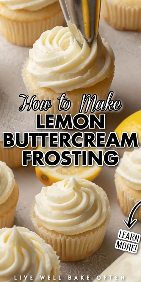 Lemon Icing Recipe, Lemon Buttercream Icing, Homemade Frosting Recipes, Berry Desserts, Lemon Buttercream Frosting, Cake Lemon, Lemon Frosting, Homemade Recipes Dessert, Lemon Icing